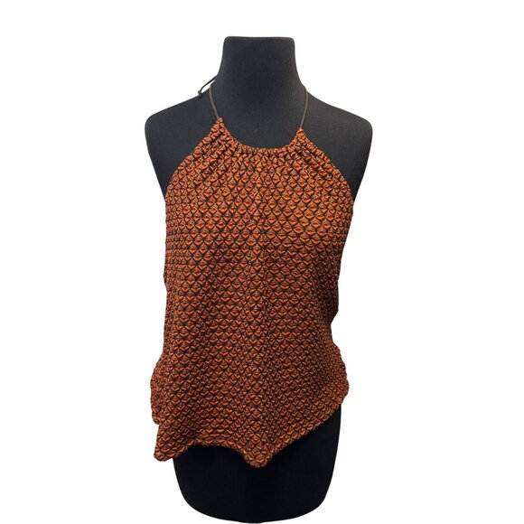 Venezia Jeans Womens Halter Top 14/16 Orange Geometric Pattern Festival - Picture 1 of 6